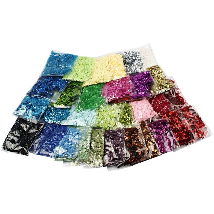 Pailletten, 6 mm, 32x25gr/ 1 doos