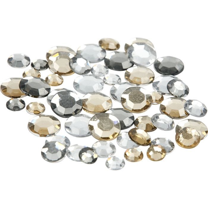 Strasstenen, rond, afm 6+9+12 mm, gouden glans, 360 stuk/ 1 doos