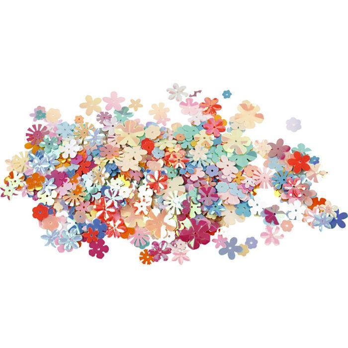 Pailletten, afm 6-20 mm, pastelkleuren, 10gr/ 1 doos