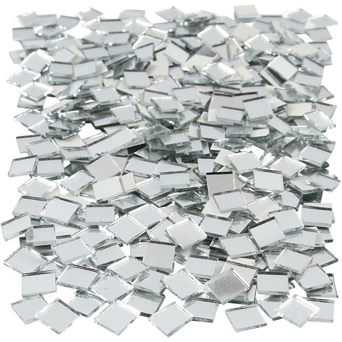 Spiegel mozaiek tegels, 10x10 mm, 2 mm, 500stuk/ 1 doos