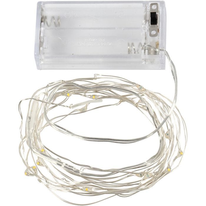 LED Slinger met lampjes, L: 3,15 M, zilver, 1 stuk