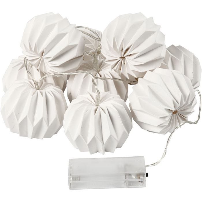 LED lichtslinger met lampenkapjes, rond, 55 mm, 100 cm, 75 mm, wit, 1 stuk