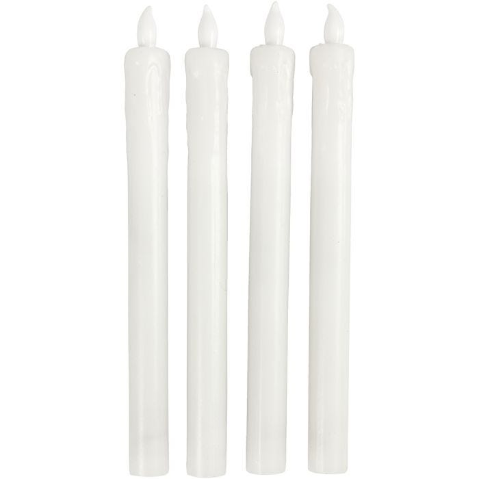LED Kaarsen, H: 24,5 cm, d 20 mm, 4 stuk/ 1 doos