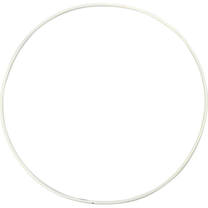 Metalen draadring, d 20 cm, dikte 3 mm, wit, 5stuk/ 1 doos