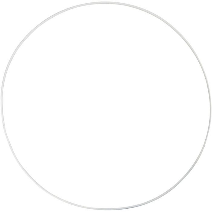 Metalen draadring, d 30 cm, dikte 3 mm, wit, 5stuk/ 1 doos