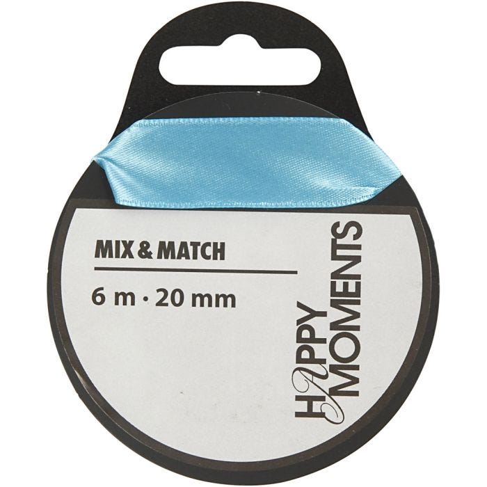 Satijnlint, B: 20 mm, lichtblauw, 6 m/ 1 rol