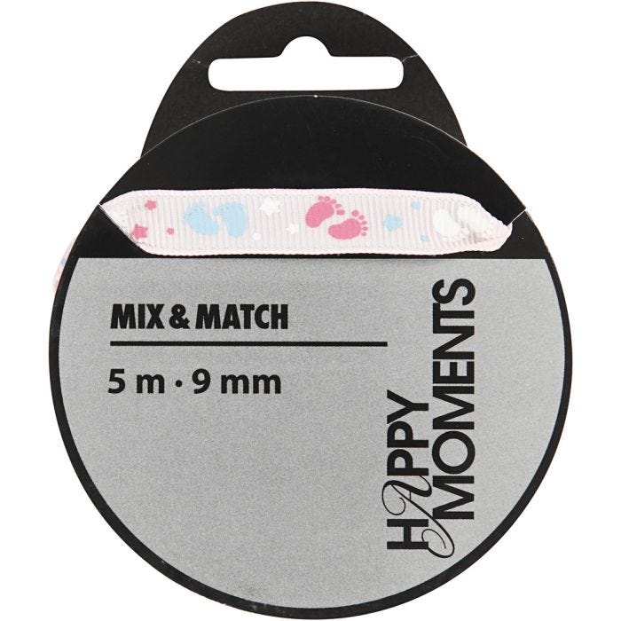 Decoratielint, 9 mm, roze, 5m/ 1 rol
