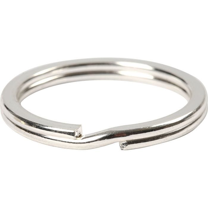 Sleutelring, d 28 mm, verzilverd, 4stuk/ 1 doos