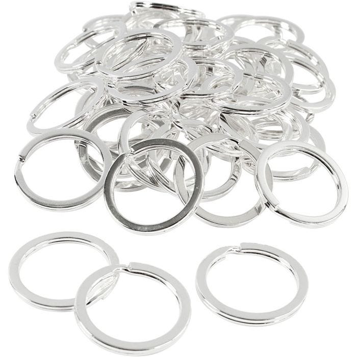 Sleutelring, d 28 mm, verzilverd, 50stuk/ 1 doos