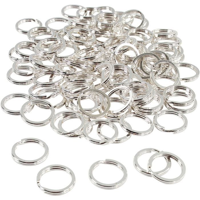 Splitring, 15 mm, verzilverd, 100stuk/ 1 doos