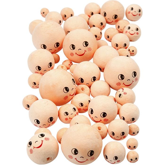 Hoofden, d 12+18+22+30+40 mm, licht beige, 100 stuk/ 1 doos