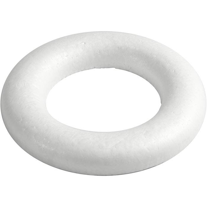 Ringen met platte achterkant, 20 cm, 25 mm, wit, 1 stuk