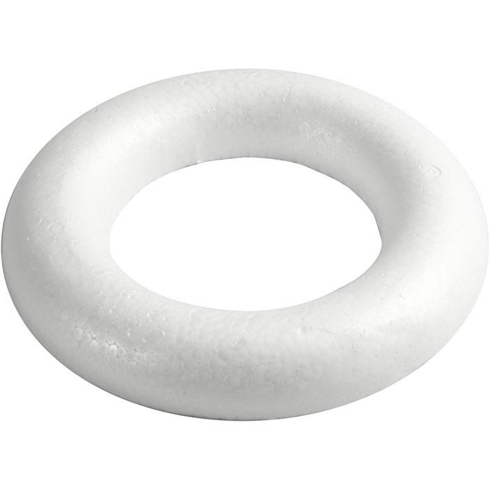 Ringen met platte achterkant, 25 cm, 30 mm, wit, 1 stuk