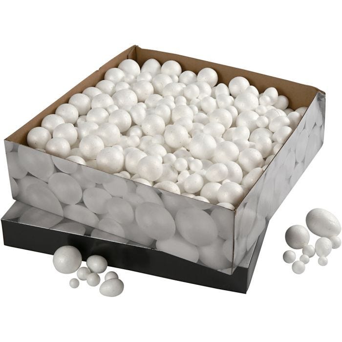Ballen &amp; Eieren, afm 1,5-6,1 cm, wit, 550 stuk/ 1 doos