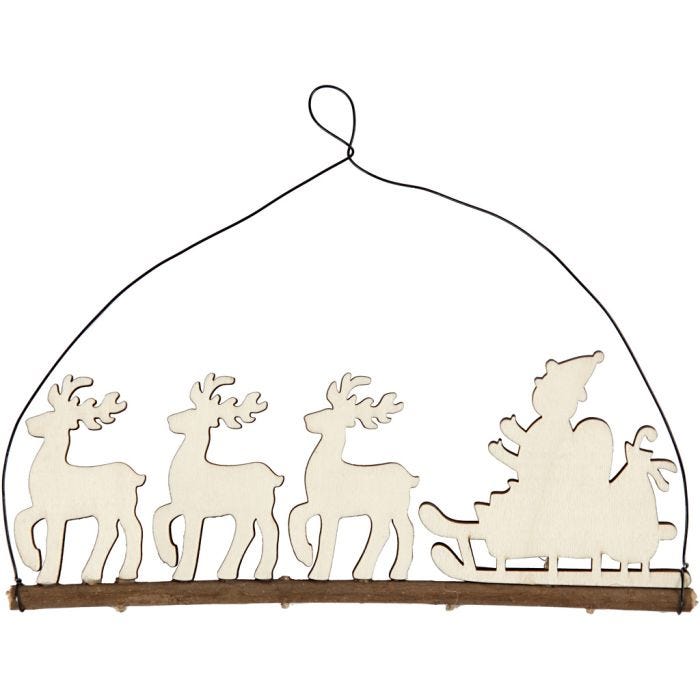 Kerstdecoratie, kerstman met rendier, 8 cm, 0,5 cm, 22 cm, 1 stuk