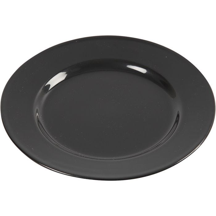 Bordjes, d 19 cm, zwart, 6 stuk/ 1 doos