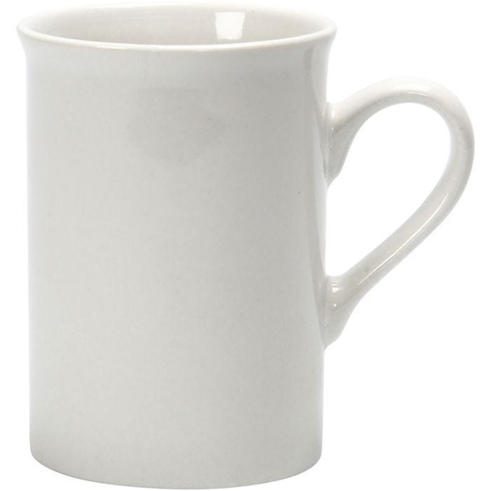 Mokken, H: 10 cm, d 7,4 cm, 245 ml, wit, 1 stuk