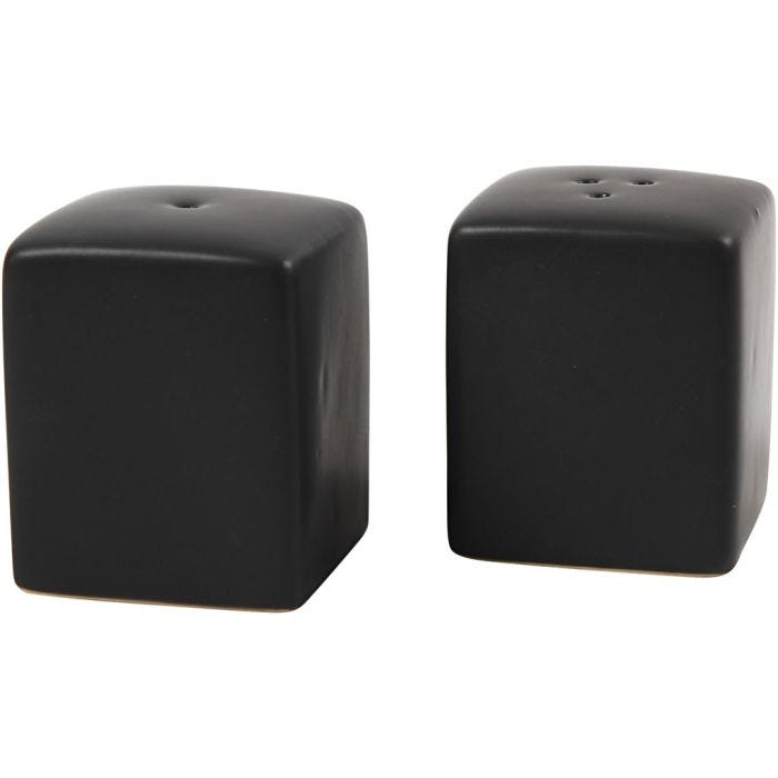 Zout &amp; Peper set, H: 6 cm, afm 5x5 cm, matt, zwart, 6set/ 1 doos