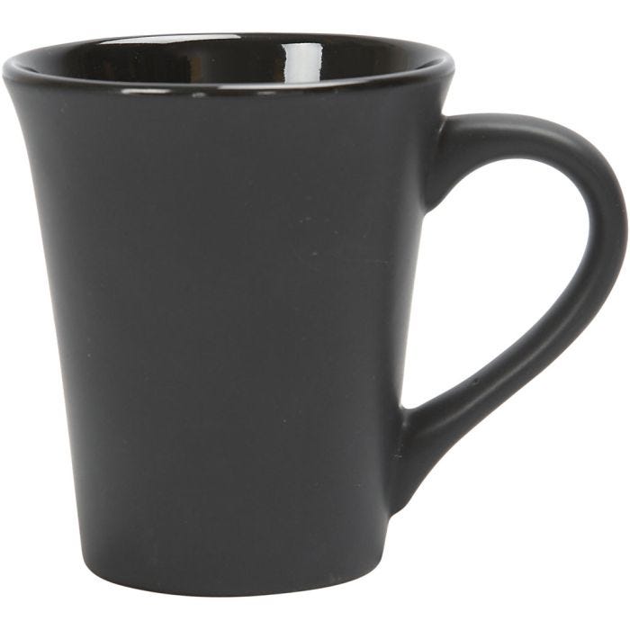 Mok, H: 10 cm, d 5,9-8,7 cm, 300 ml, zwart, 12stuk/ 1 doos