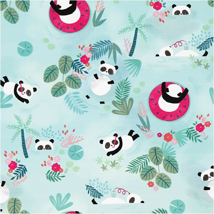 Inpakpapier, Panda, B: 50 cm, 80 gr, 100 m/ 1 rol