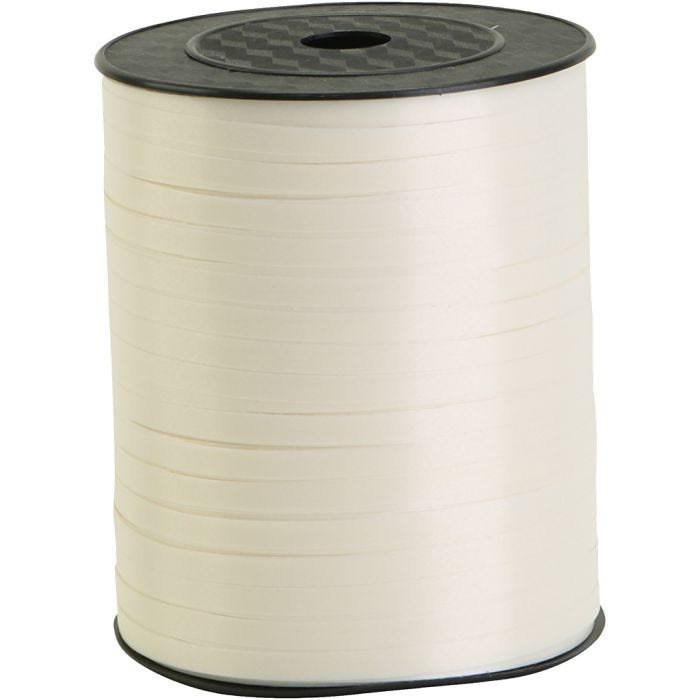 Cadeaulint, B: 5 mm, wit, 400 m/ 1 rol