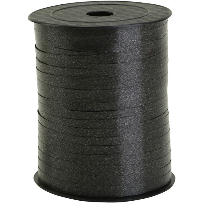 Cadeaulint, B: 5 mm, zwart, 400 m/ 1 rol
