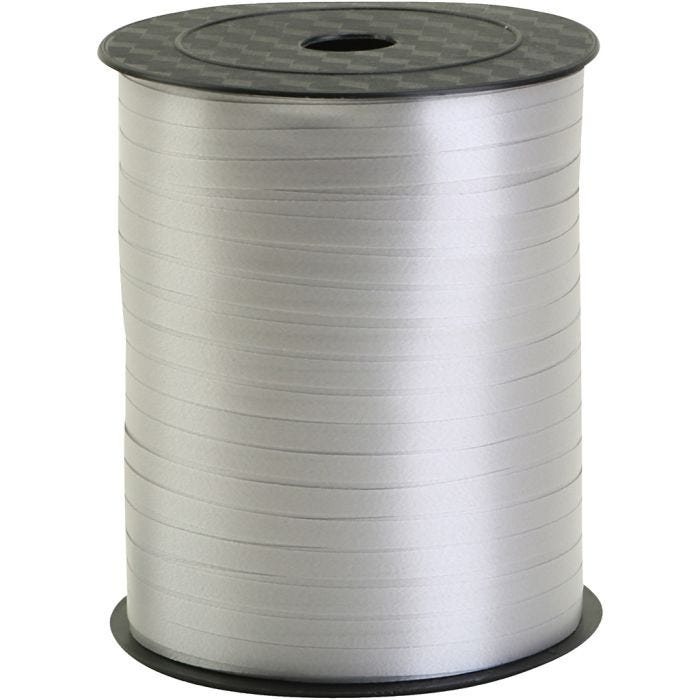 Cadeaulint, B: 5 mm, zilver, 400 m/ 1 rol