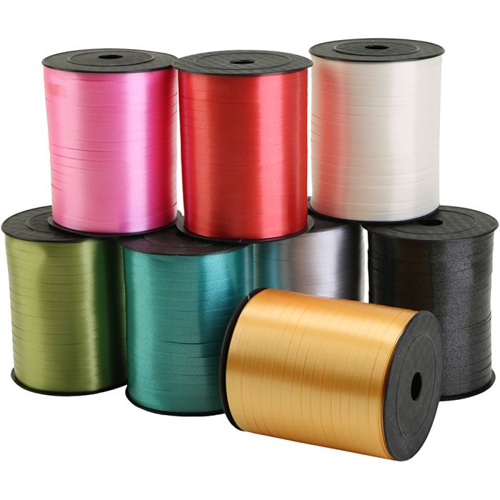 Cadeaulint, B: 5 mm, diverse kleuren, 8x400 m/ 1 doos