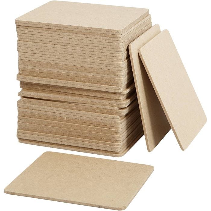 Onderzetters, afm 10x10 cm, dikte 3 mm, 50stuk/ 1 doos
