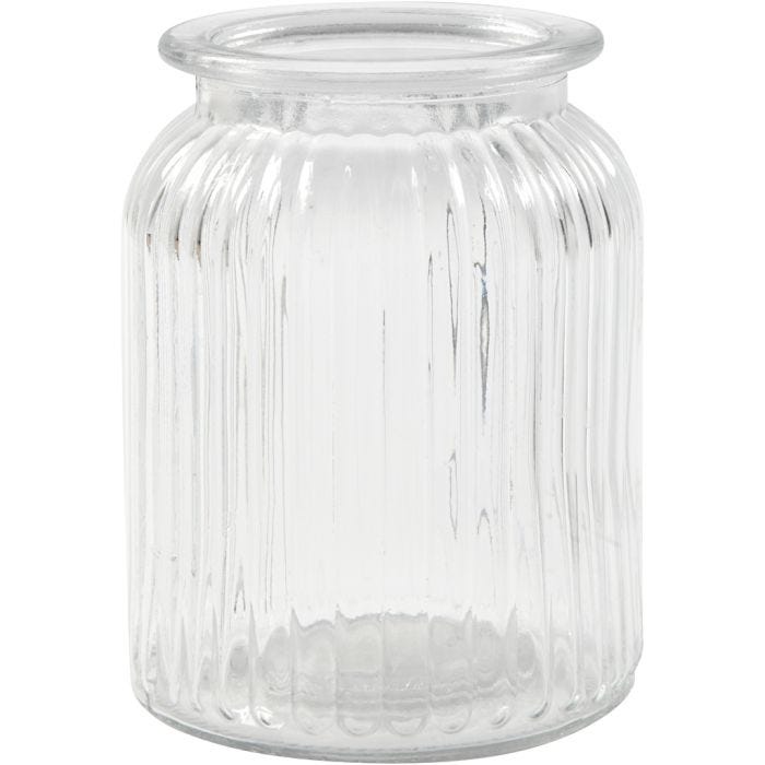 Glazen pot, H: 14,5 cm, d 11 cm, gatgrootte 7 cm, 6stuk/ 1 doos