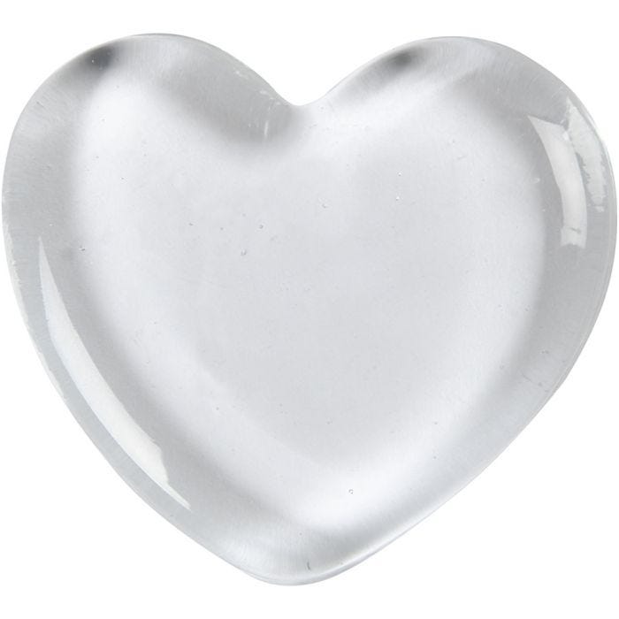 Hart, 6,5x6,5 cm, 10 mm, transparant, 1 stuk