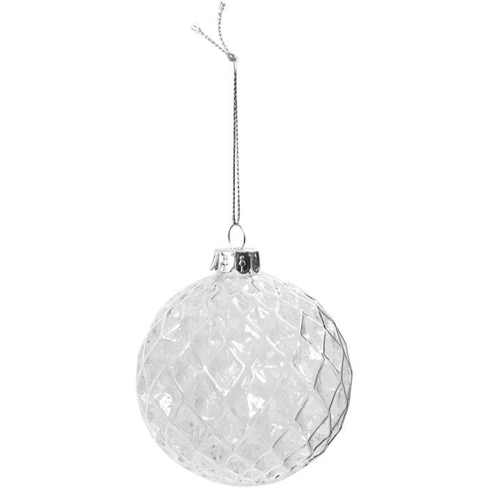 Glazen facet bal, d 7,8 cm, transparant, 4stuk/ 1 doos