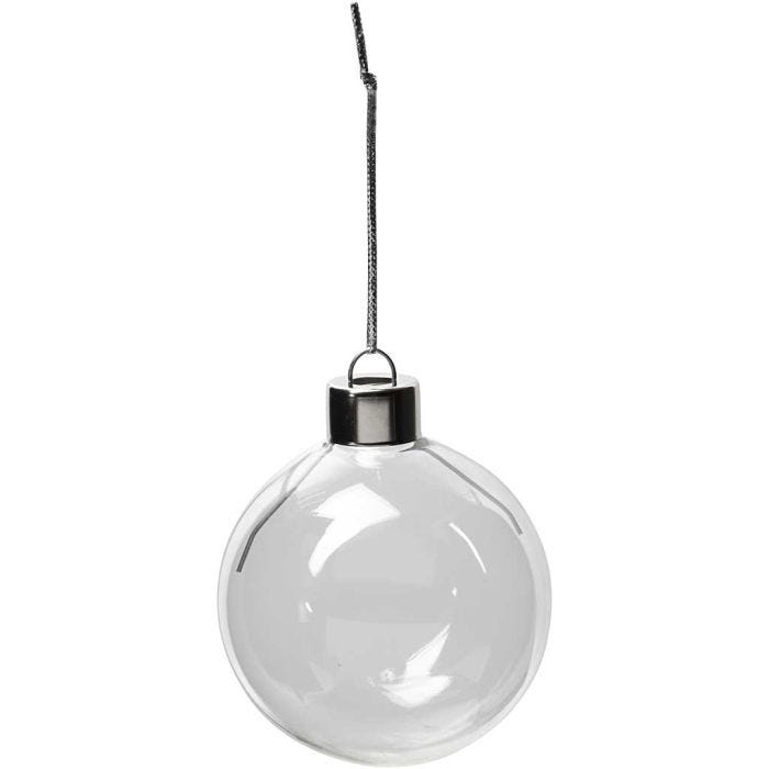 Glazen ornamenten, H: 6,9 cm, d 5,9 cm, transparant, 8stuk/ 1 doos