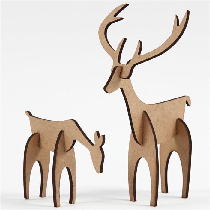 Edelhert en hinde, 5+12,5 cm, 6,5+8 cm, 1 set