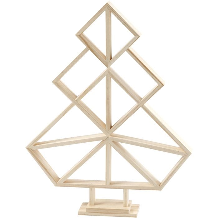 Geometrische kerstboom van hout, 40 cm, 31 cm, 1 stuk