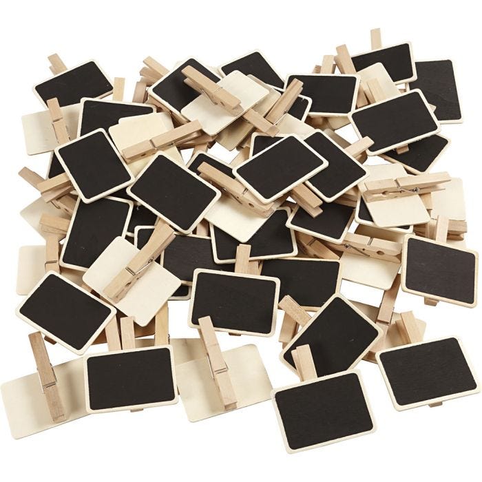 Schoolbord met wasknijpers, afm 6,8x4,7 cm, 100stuk/ 1 doos