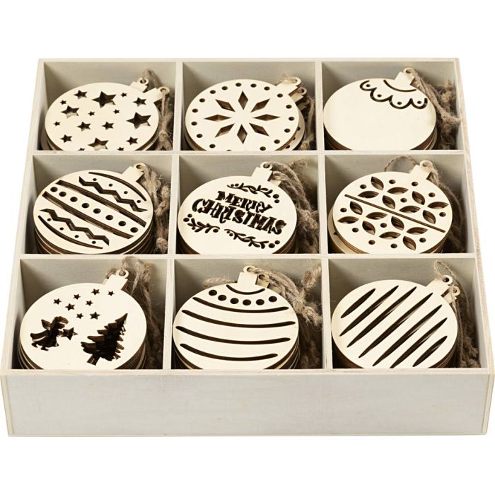 Kerstdecoratie, afm 7-9 cm, dikte 4 mm, 90 stuk/ 1 doos