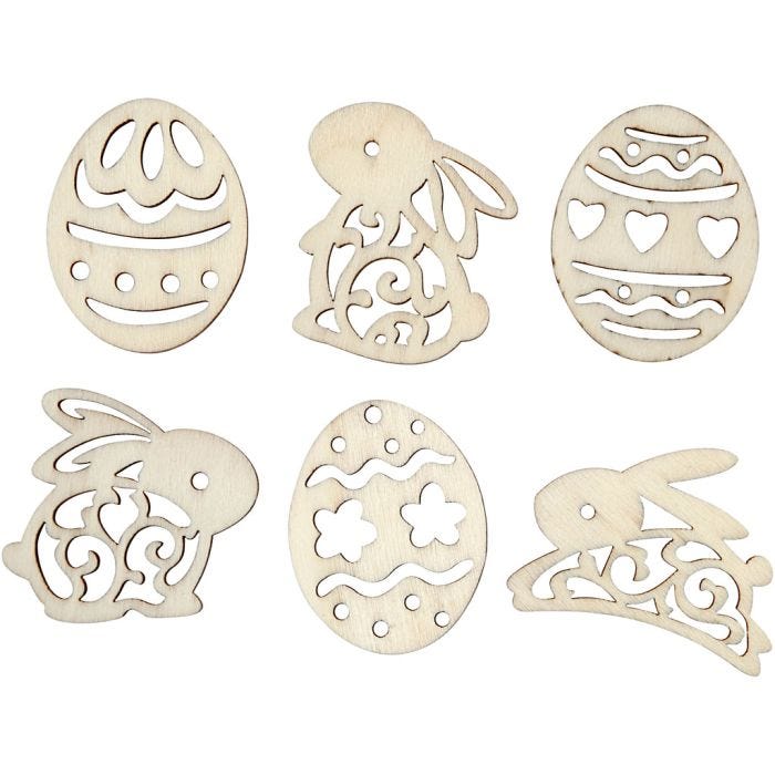 Houten figuren, Pasen, 40 mm, 3 mm, 24stuk/ 1 doos