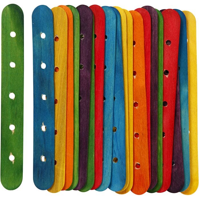 Constructiestokjes, L: 15 cm, B: 1,8 cm, gatgrootte 4 mm, diverse kleuren, 20 div/ 1 doos