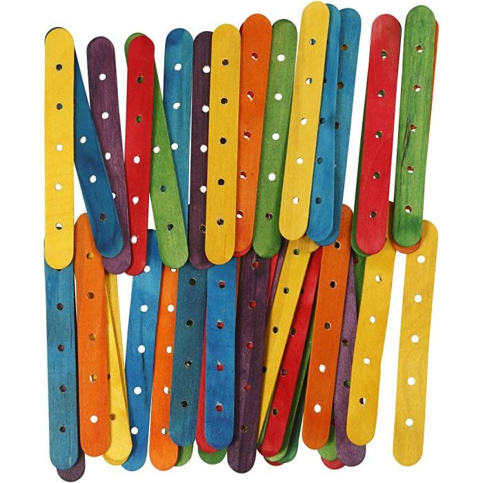 Constructiestokjes, L: 15 cm, B: 1,8 cm, gatgrootte 4 mm, diverse kleuren, 500 div/ 1 doos
