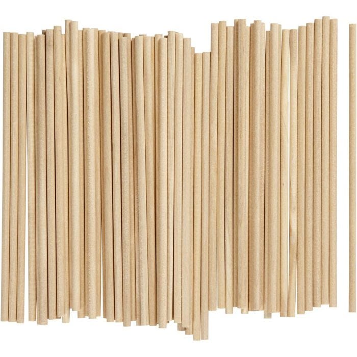 Ronde stokken, L: 15 cm, d 4 mm, 100 stuk/ 1 doos