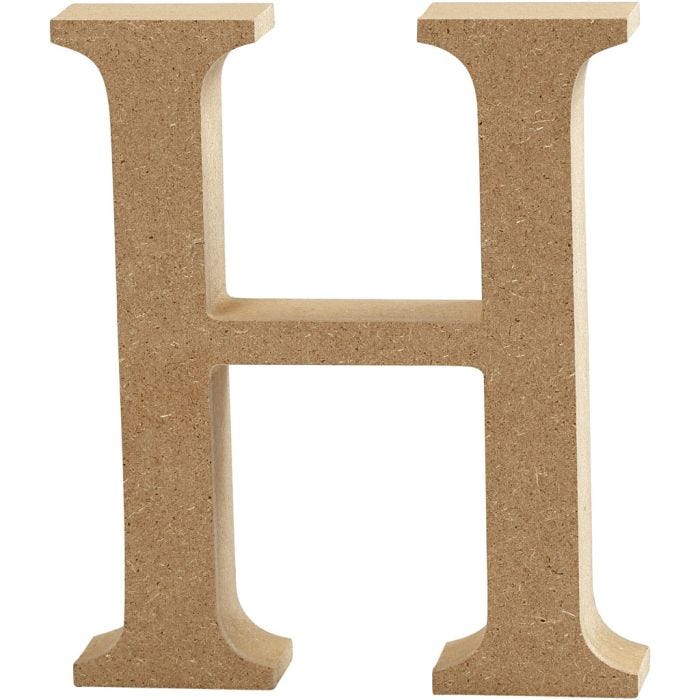 Letter, H, H: 13 cm, dikte 2 cm, 1 stuk