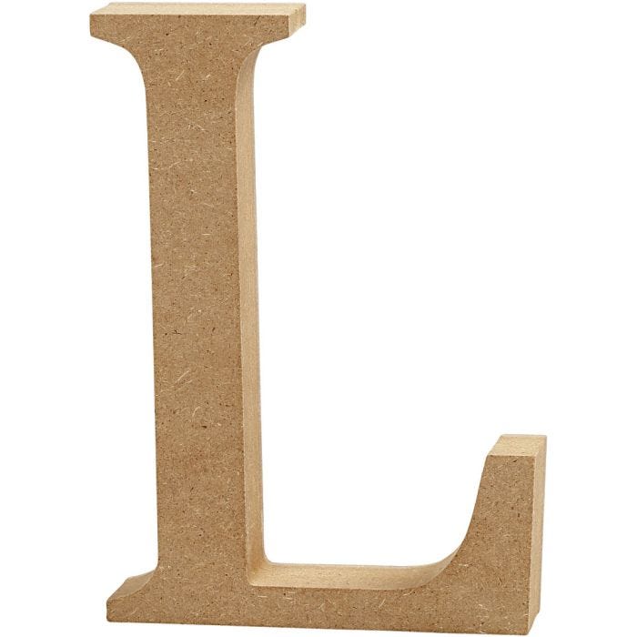 Letter, L, H: 13 cm, dikte 2 cm, 1 stuk