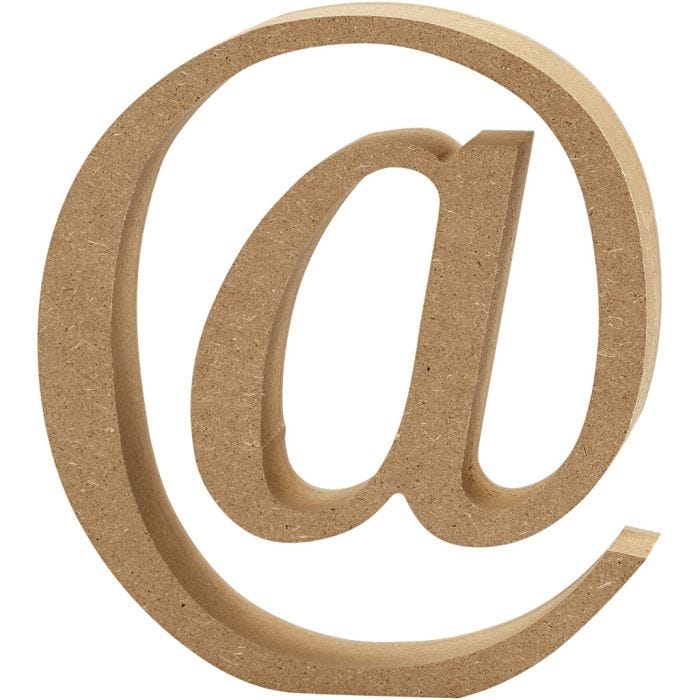 Symbool van MDF, @, 13 cm, 2 cm, 1 stuk
