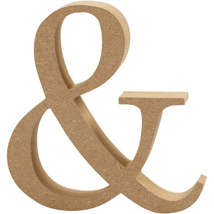 Symbool van MDF, &amp;, H: 8 cm, dikte 1,5 cm, 1 stuk