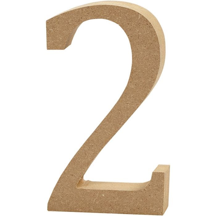 Cijfer, 2, H: 8 cm, dikte 1,5 cm, 1 stuk