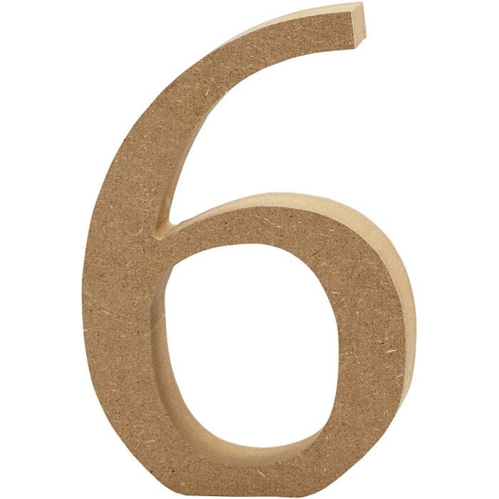 Cijfer, 6, 8 cm, 1,5 cm, 1 stuk
