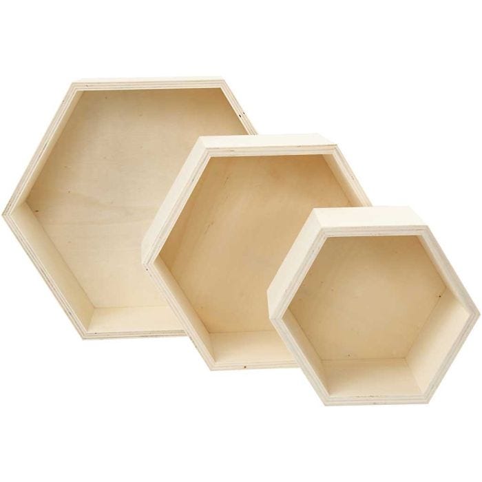 Showdozen, hexagonaal, 14,8+19+24,2 cm, 10 cm, 3stuk/ 1 set
