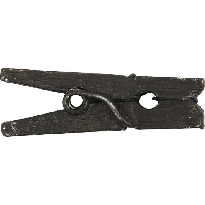 Mini wasknijpers, L: 25 mm, B: 3 mm, zwart, 36 stuk/ 1 doos