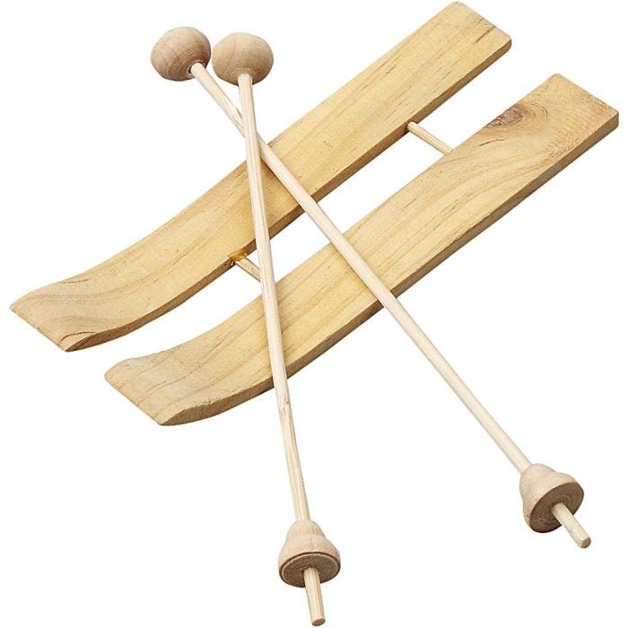 Ski met stokken, 11x3,8 cm, 3paar/ 1 doos